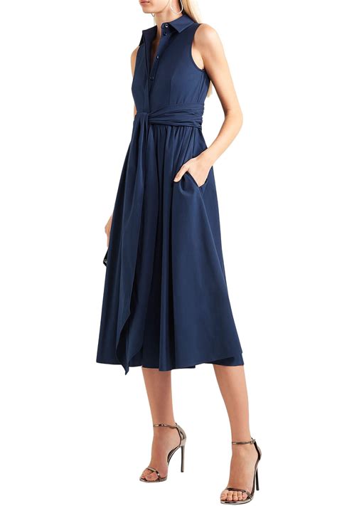 michael michael kors navy cotton voile dress|Stretch Organic Cotton Poplin Midi Dress .